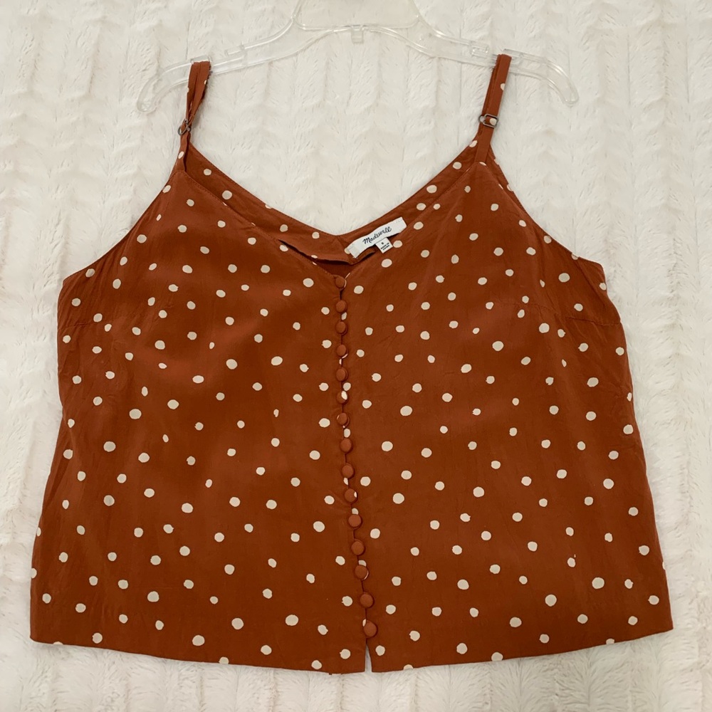 NWOT Madewell Reddish Brown Polka Dot Crop Top